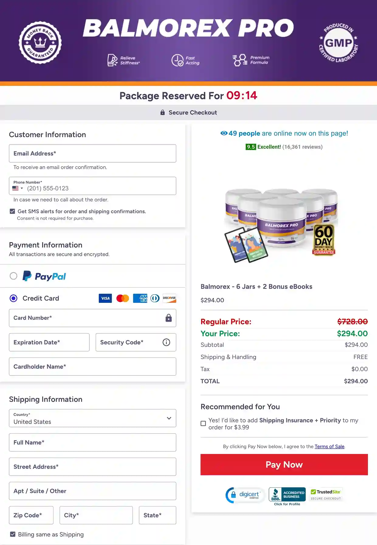 Balmorex Pro Secure Payment Checkout